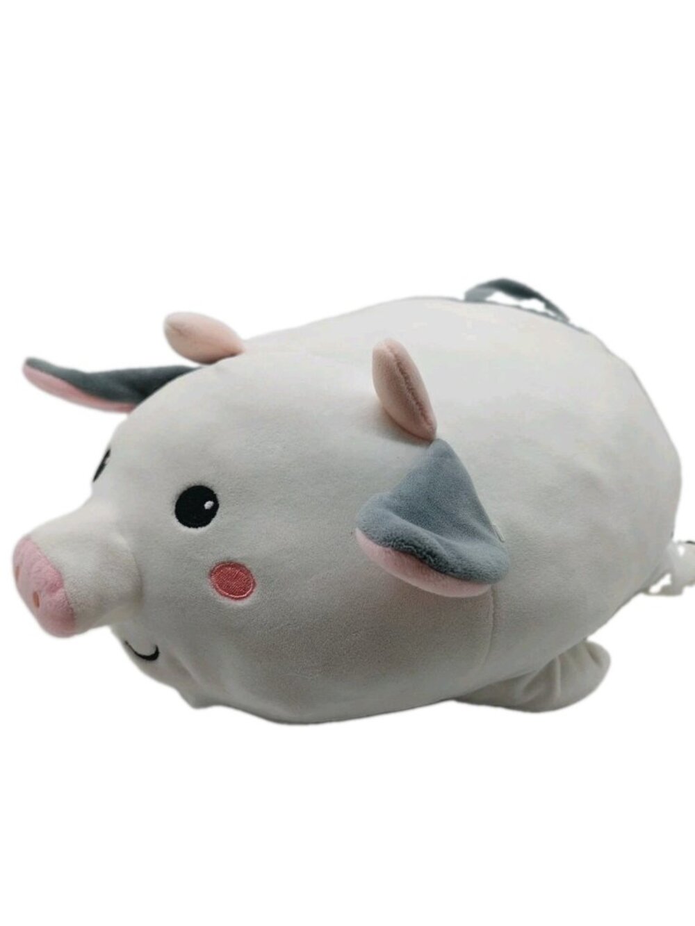 Walmart Cow Lying Round Gray & White Bovine 15" Plush Stuffed Animal Read